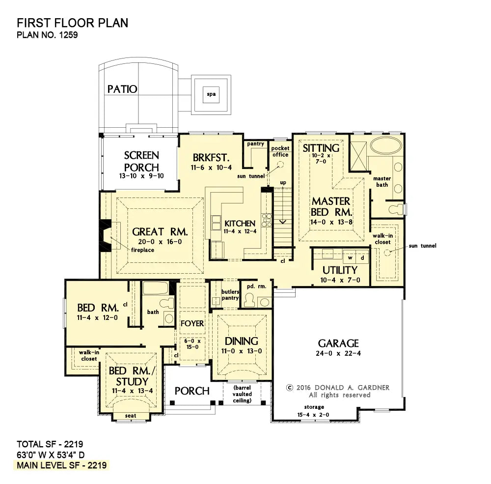 This is the first floor plan image for house plan 1259 The Orwell