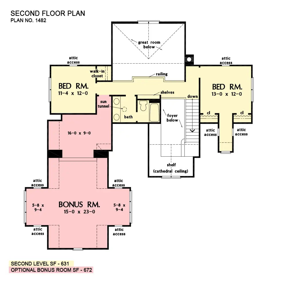 This is the second floor plan image for traditional house plan 1428 The Oscar