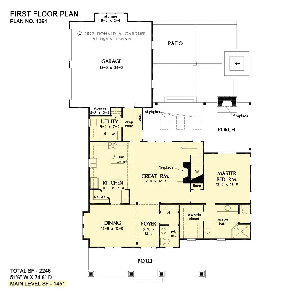 This is the first floor plan image for craftsman house plan 1391 The Owen