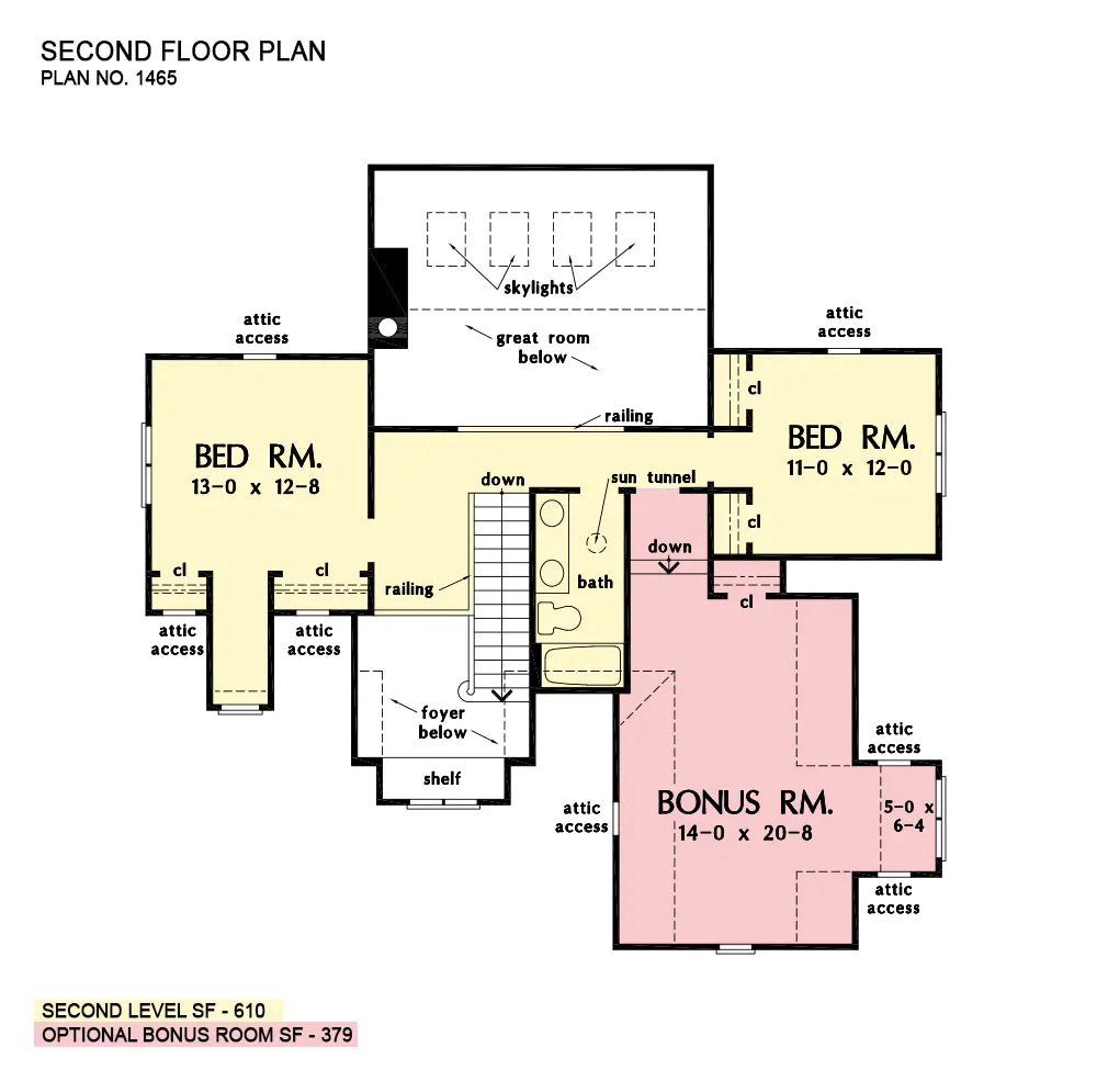 This is the second floor plan image for traditional house plan 1465 The Oxley