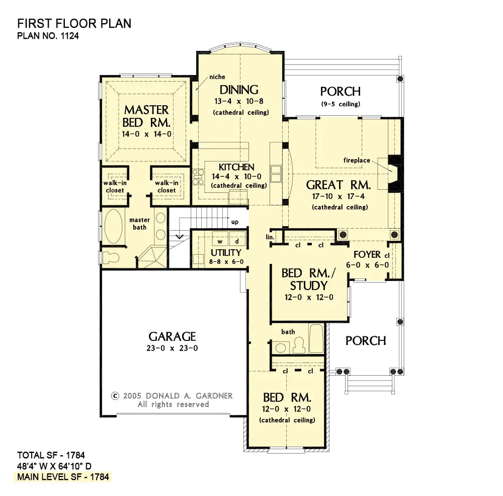 This is the first floor plan image for small house plan 1124 The Padgett