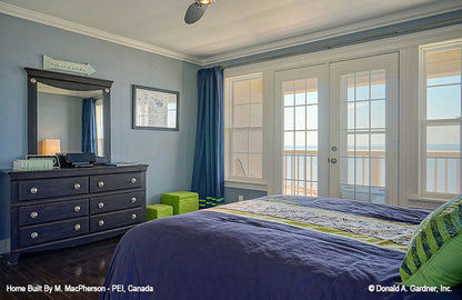 Glass patio doors in the bedroom. The Palm Lily plan 845. 