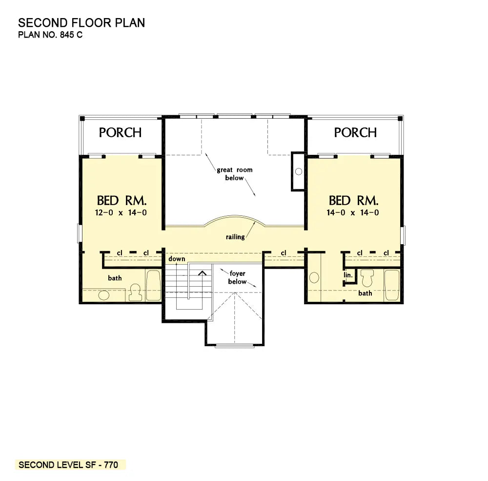 This is the second floor plan image for vacation house plan 845 The Palm Lily