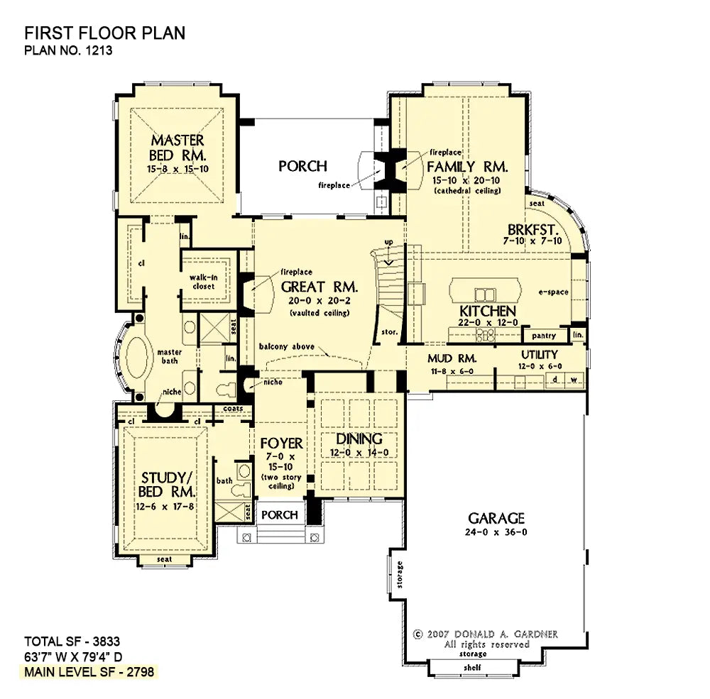 This is the first floor plan image for luxury house plan 1213 The Palmeri