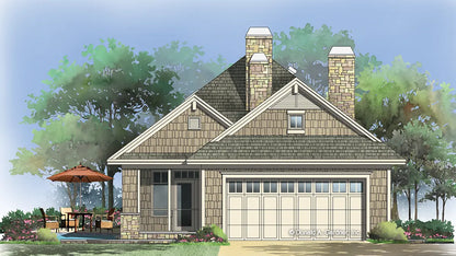 Rear garage view illustration. The Park Ridge plan 1235.