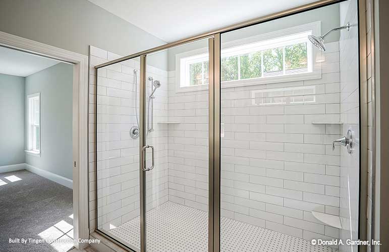 Double shower head walk-in shower. Paxton plan 1510