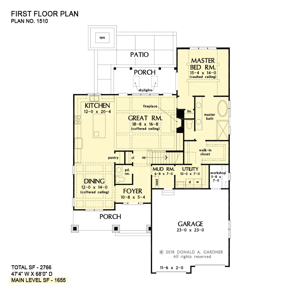 This is the first floor plan image for cottage house plan 1510 The Paxton