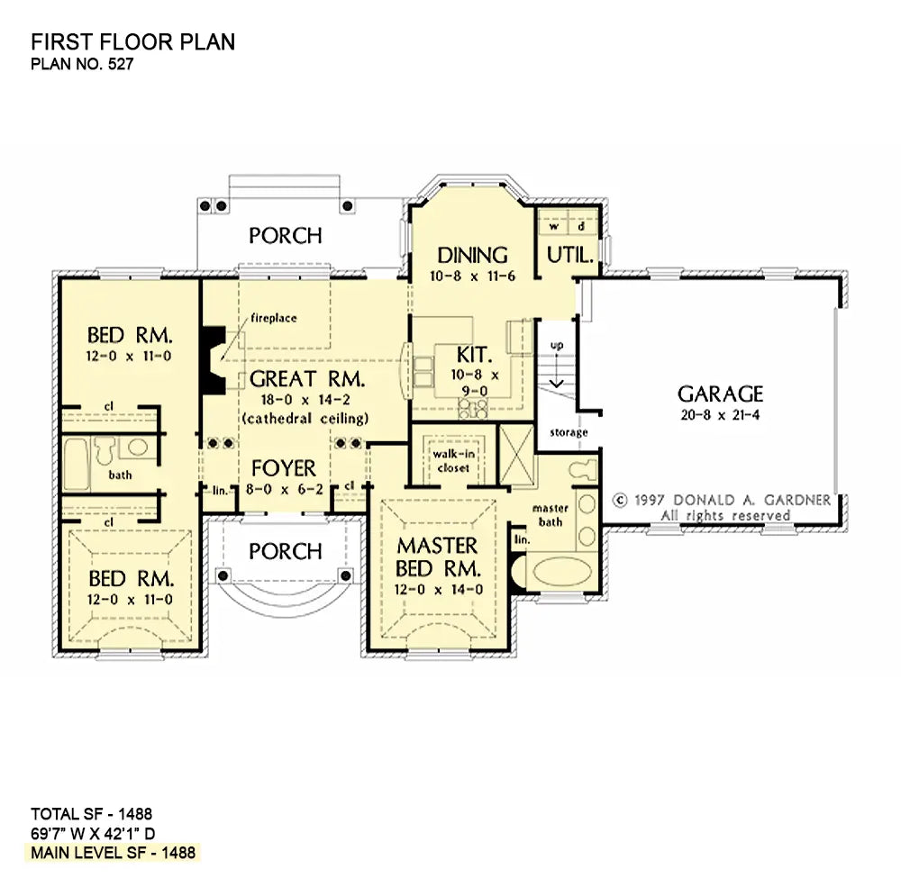 This is the first floor plan image for small house plan 527 The Peabody