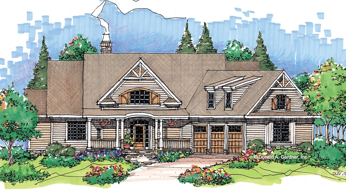 This is an illustration of the front of craftsman house plan 780 The Peekskill