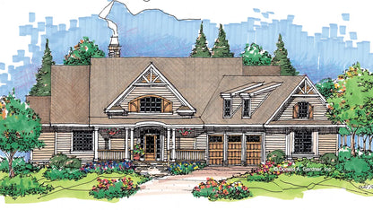 This is an illustration of the front of craftsman house plan 780 The Peekskill