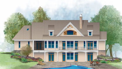 This is an illustration of the rear of walkout basement house plan 780 The Peekskill