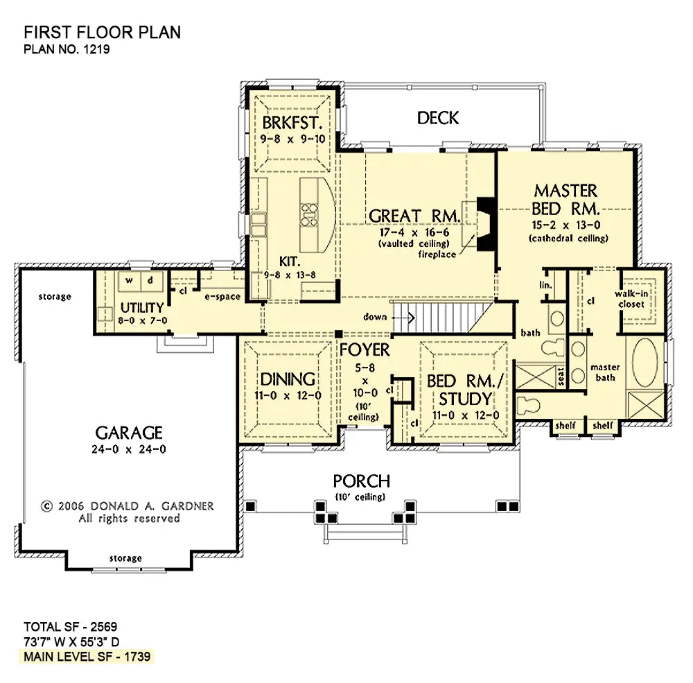 This is the first floor plan image for brick house plan 1219 The Pemberly