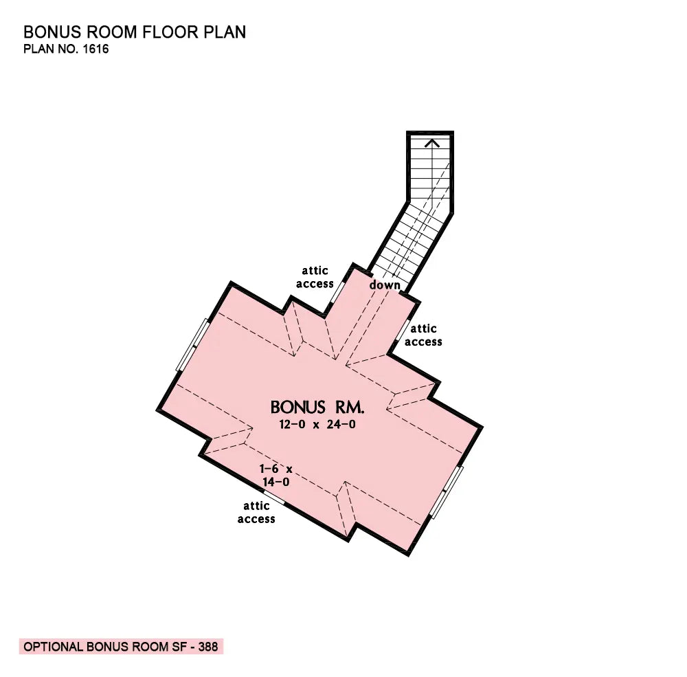 This is the bonus room floor plan image for mountain house plan 1616 The Penelope