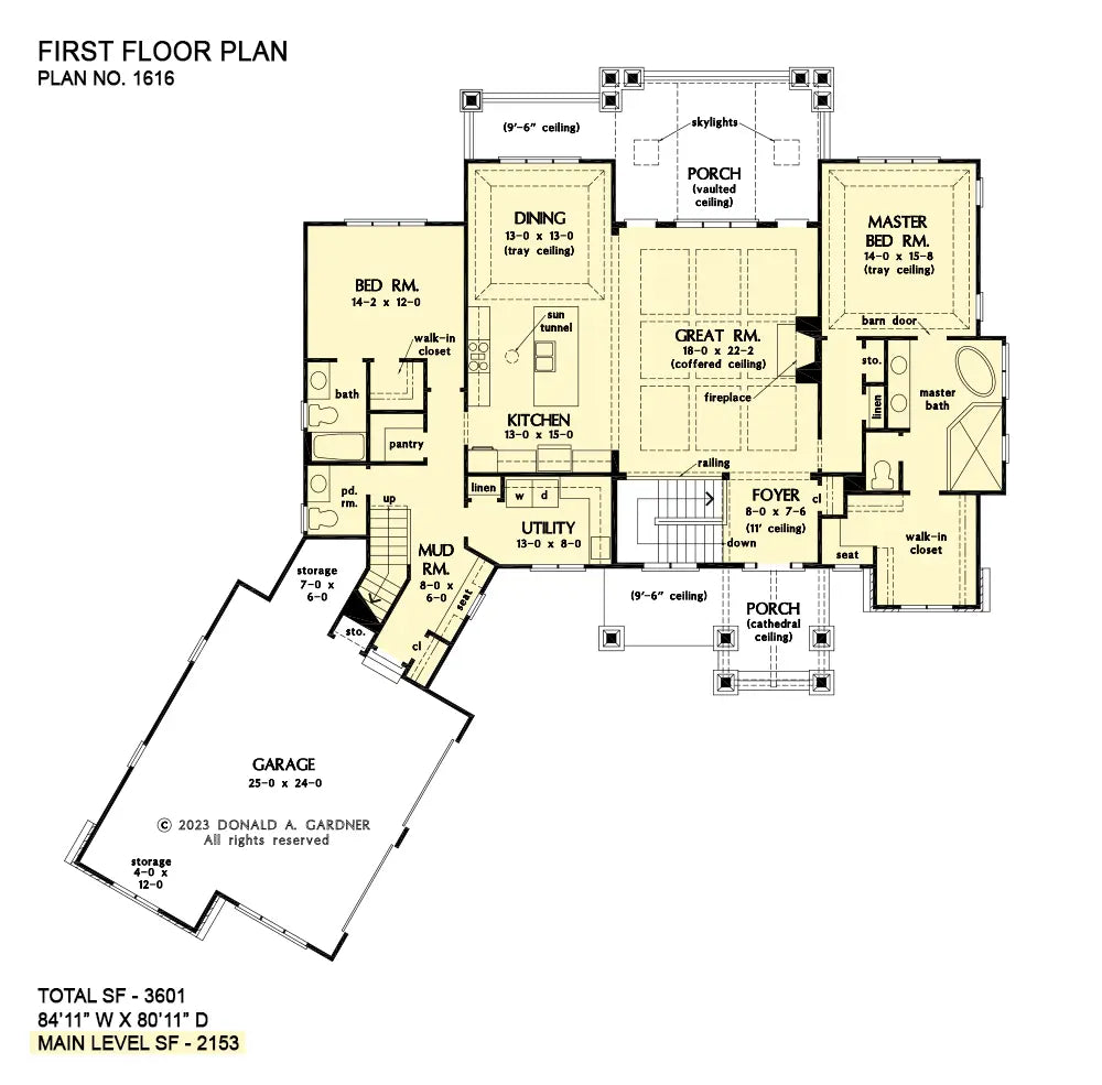 This is the first floor plan image for craftsman house plan 1616 The Penelope