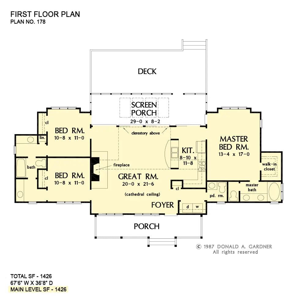 This is the first floor plan image for small house plan 178 The Penland