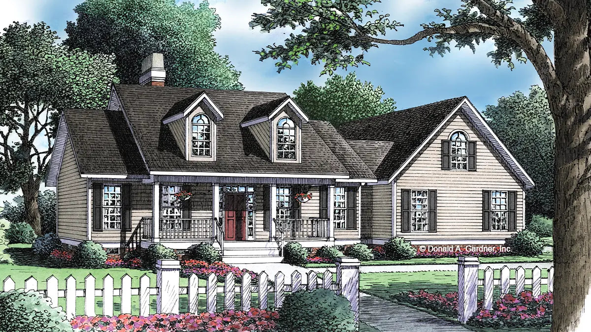 This is an illustration of the front of country house plan 294 The Pennyhill