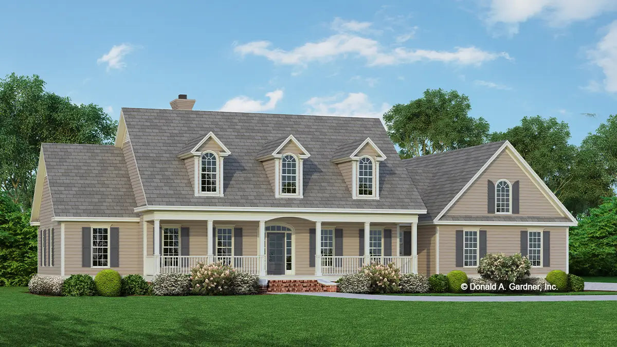 This is an illustration of the front of country house plan 733 The Peppergrass