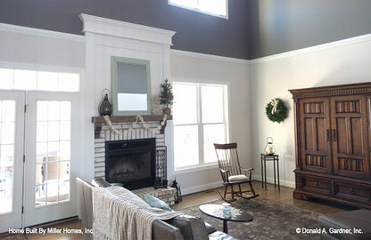 This is a photograph of the great room as built by a customer of brick house plan 1034 The Peppermill