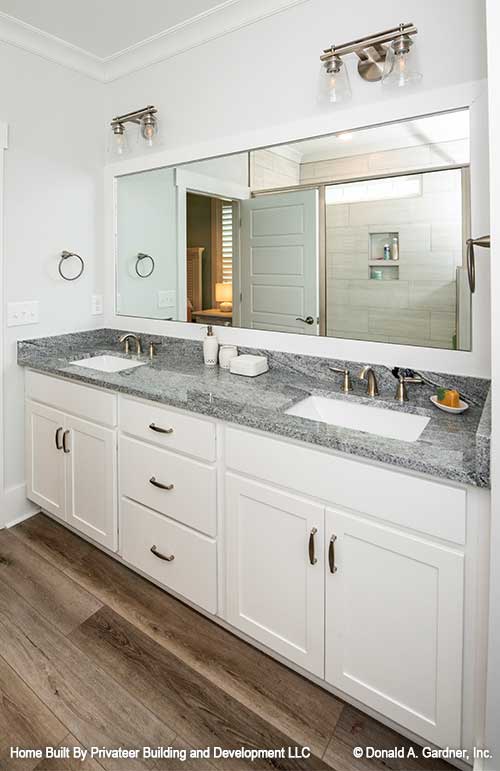 Double sink vanity in the master bathroom. Percy plan 1503