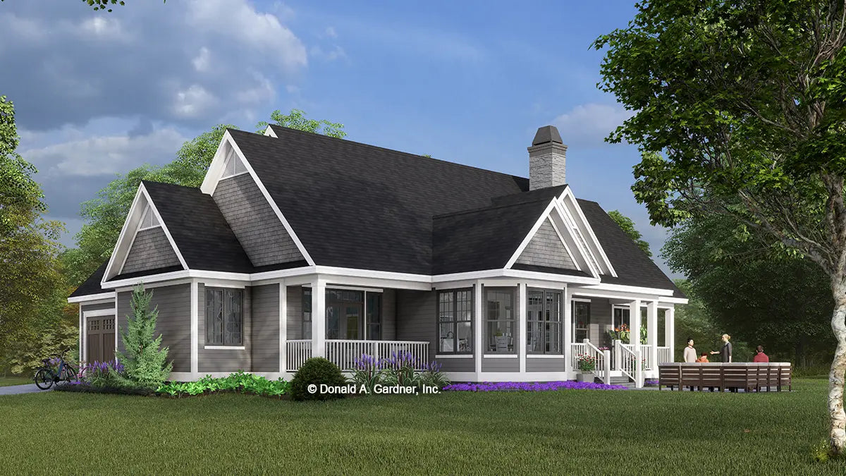 This is an illustration of the rear of simple house plan 731 The Periwinkle