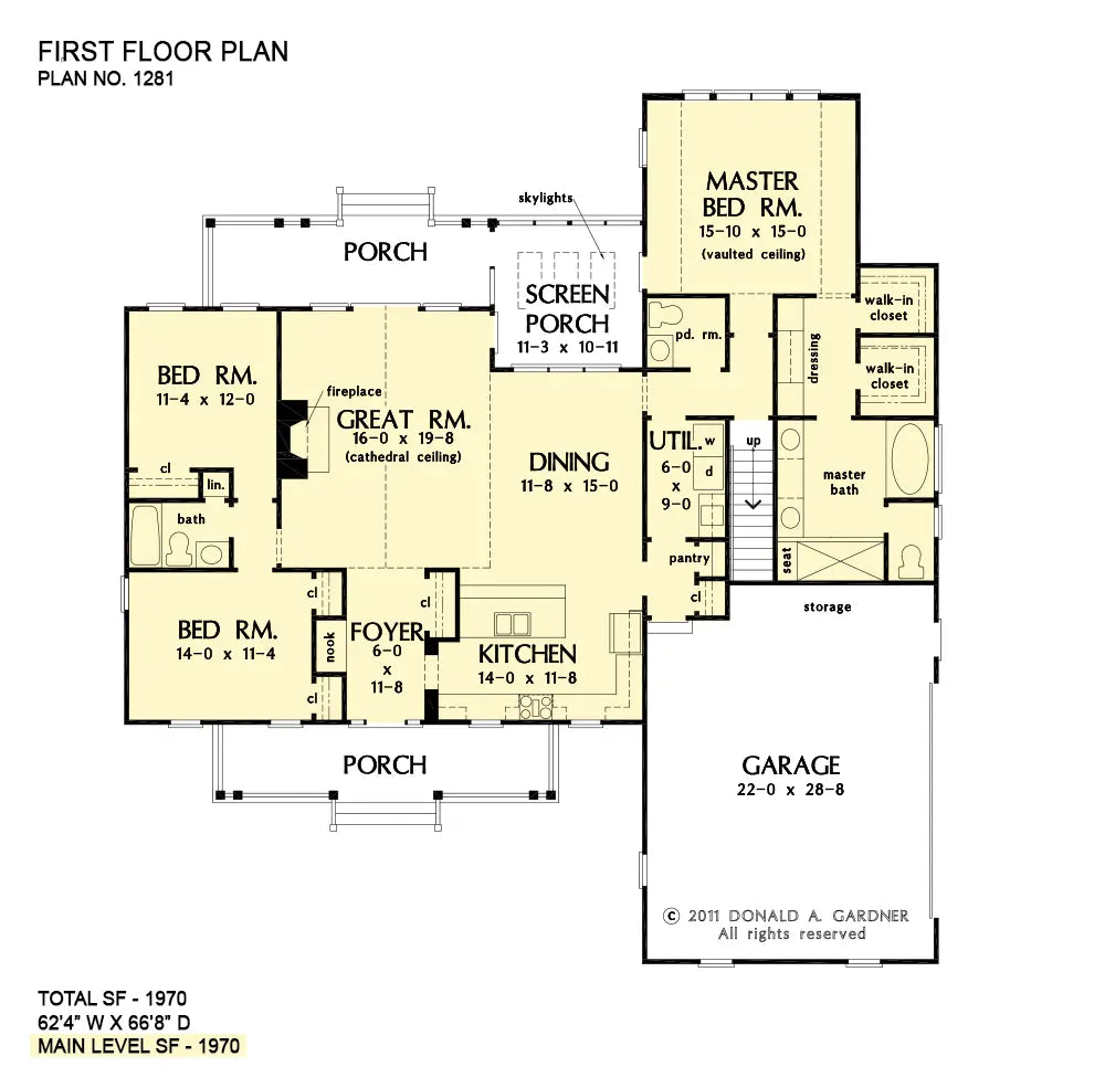 This is the first floor plan image for simple house plan 1281 The Powell