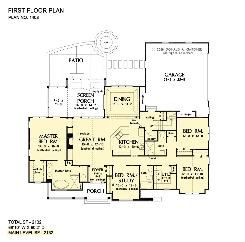 This is the first floor plan image for rustic house plan 1408 The Priestly