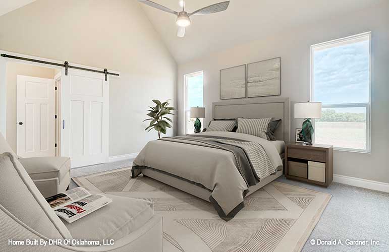 The master bedroom is a quiet retreat in small house plan 1316 The Primrose