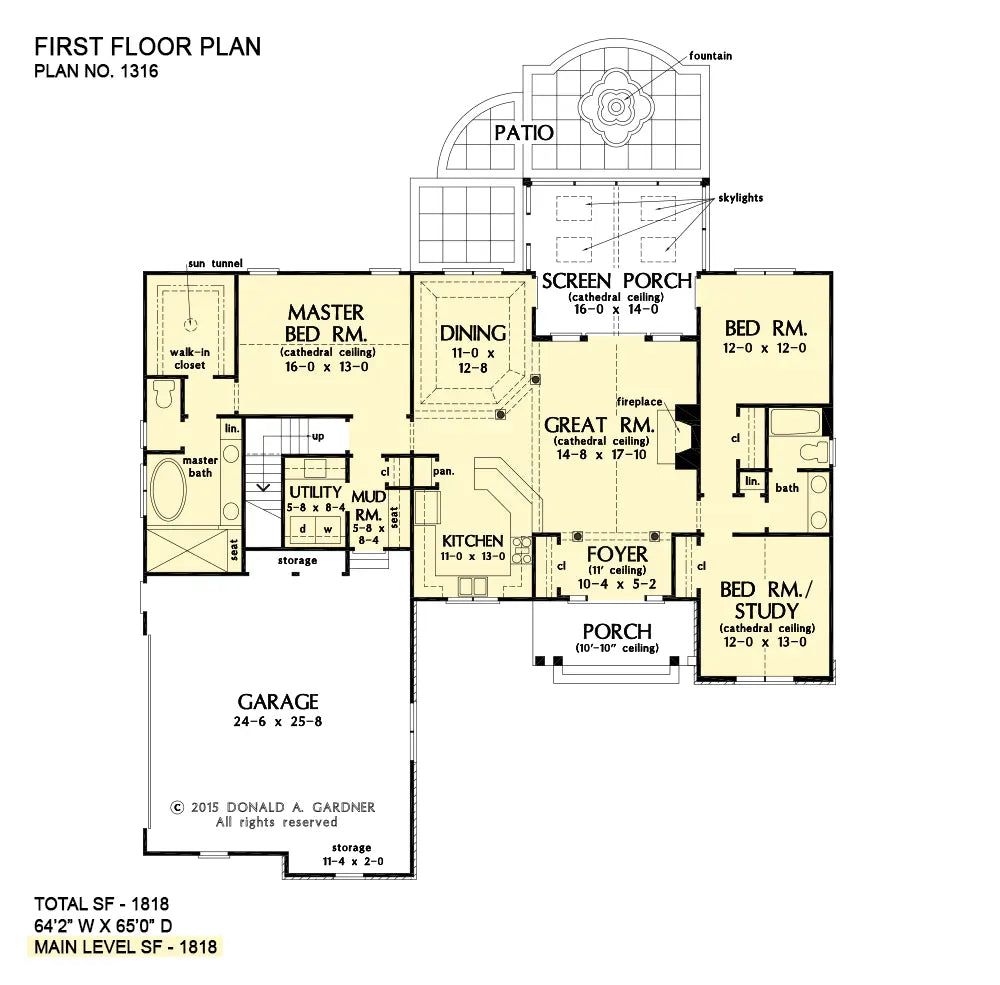 This is the first floor plan image for house plan 1316 The Primrose