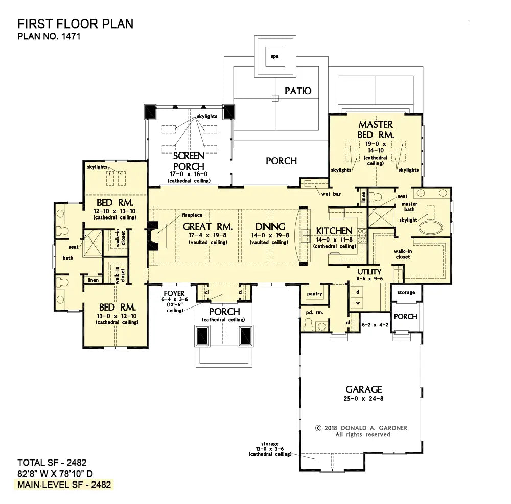 This is the first floor plan image for modern house plan 1471 The Pruitt