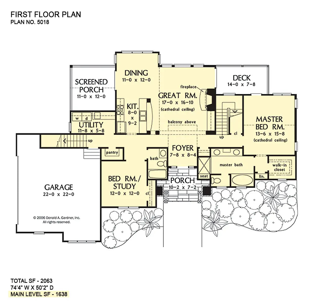 This is the first floor plan image for rustic house plan 5018 The Quailworth