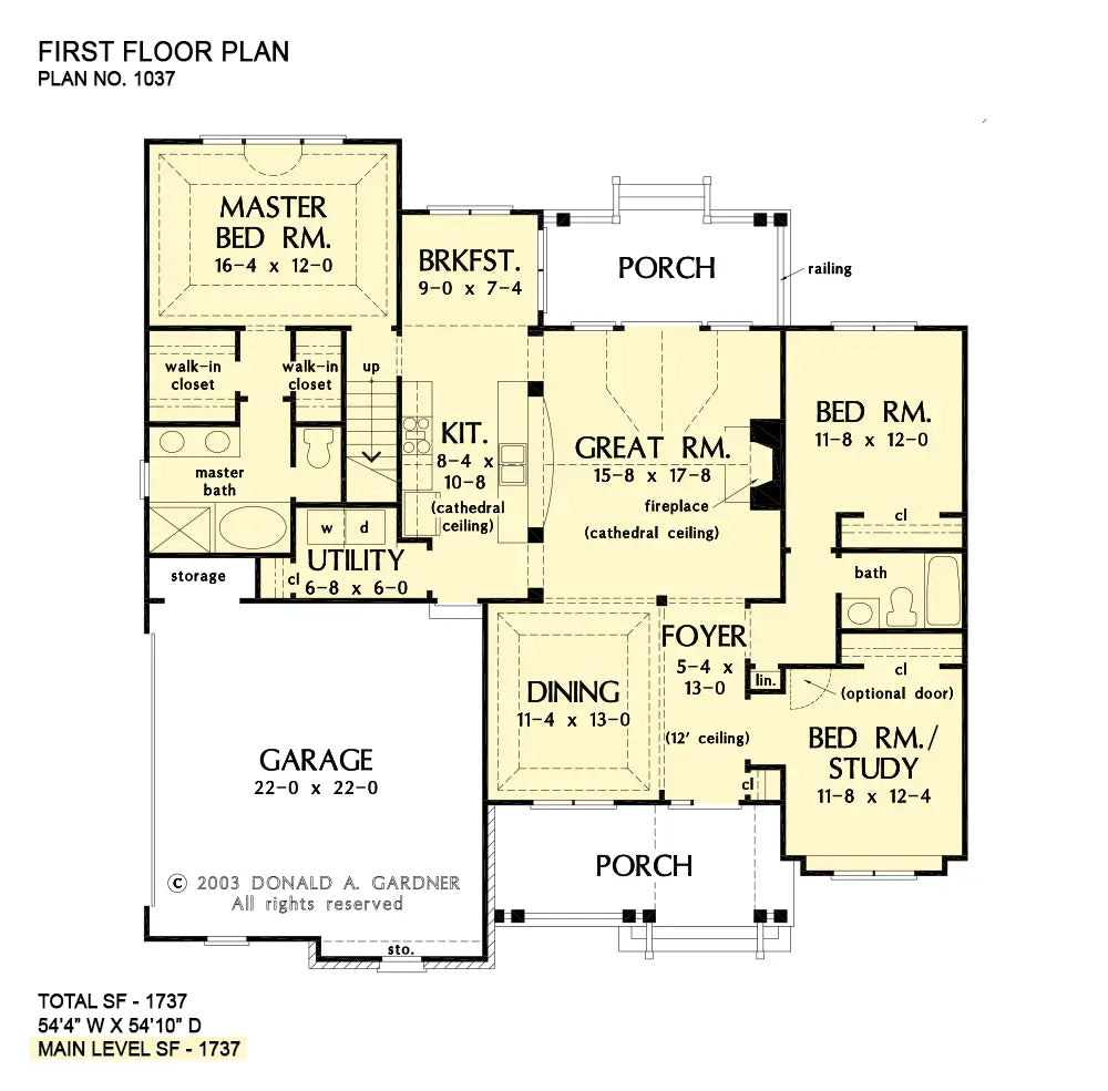 This is the first floor plan image for simple house plan 1037 The Queenfield