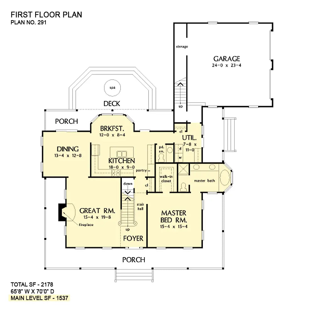 This is the first floor plan image for farmhouse plan 291 The Quincy