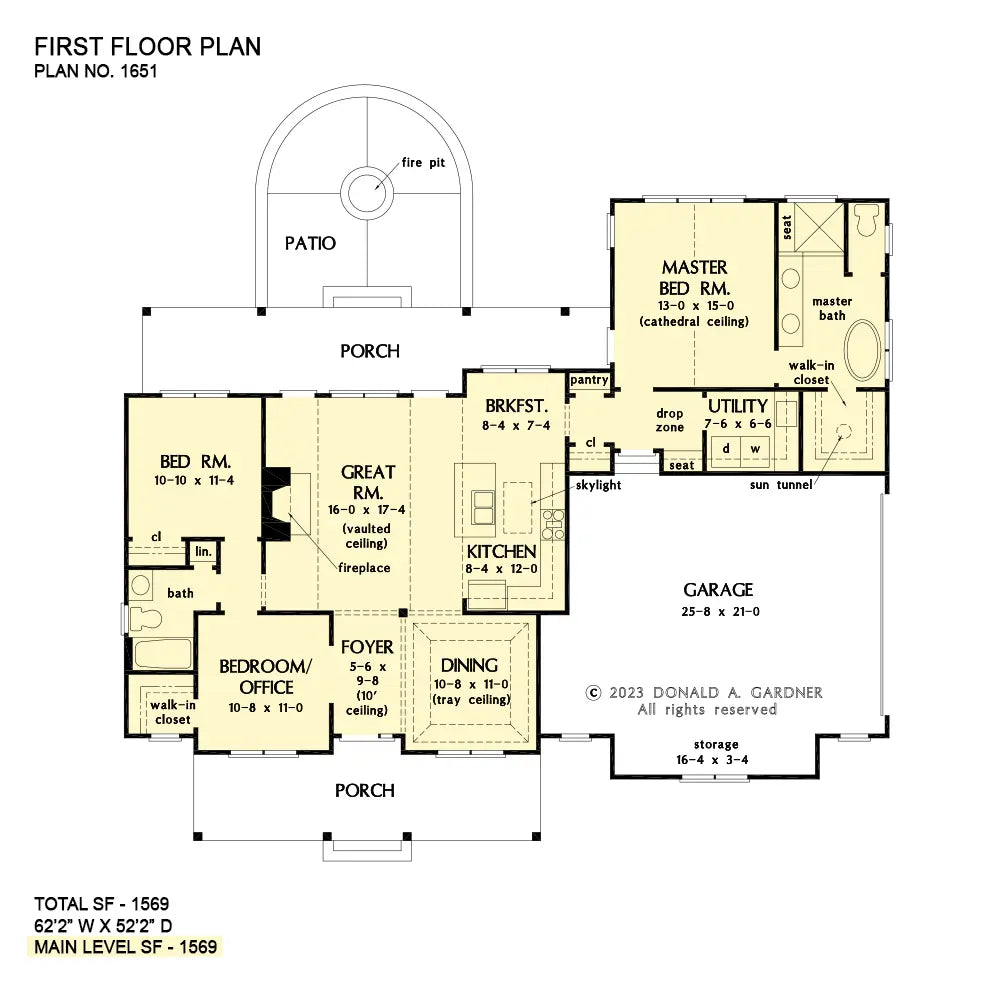 This is the first floor plan image for small house plan 1651 The Quinn