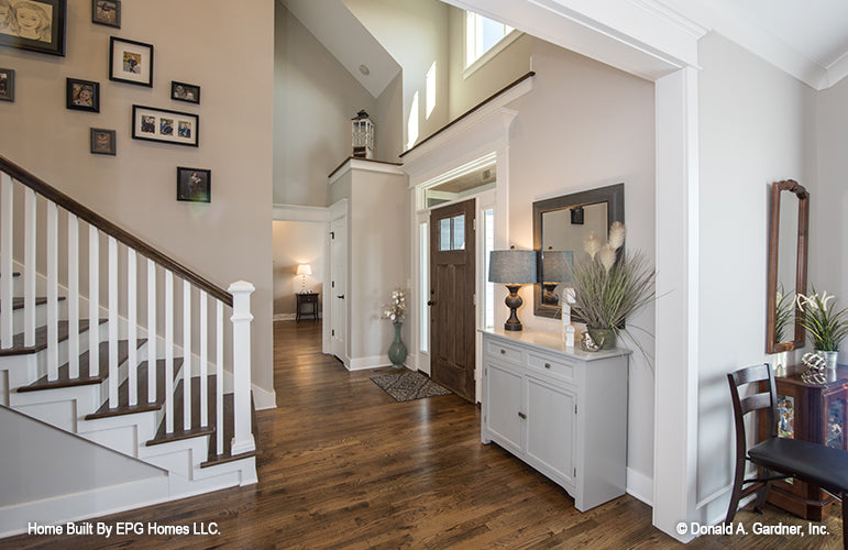 This is an entrance and foyer picture of simple house plan 1108 The Radford