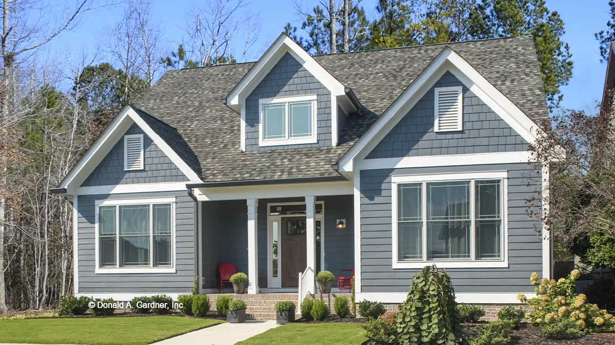 This is a photograph of the front of cottage house plan 1108 The Radford as built by a customer