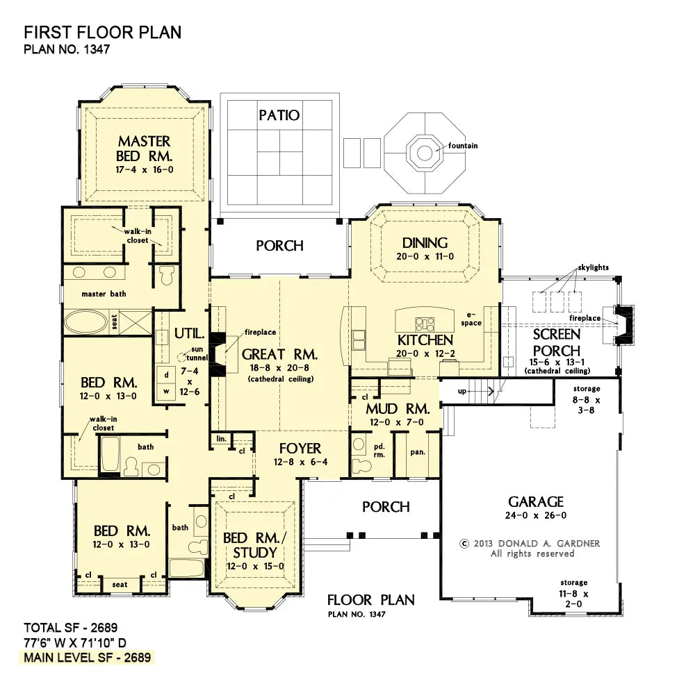 This is the first floor plan image for European house plan 1347 The Ramsey