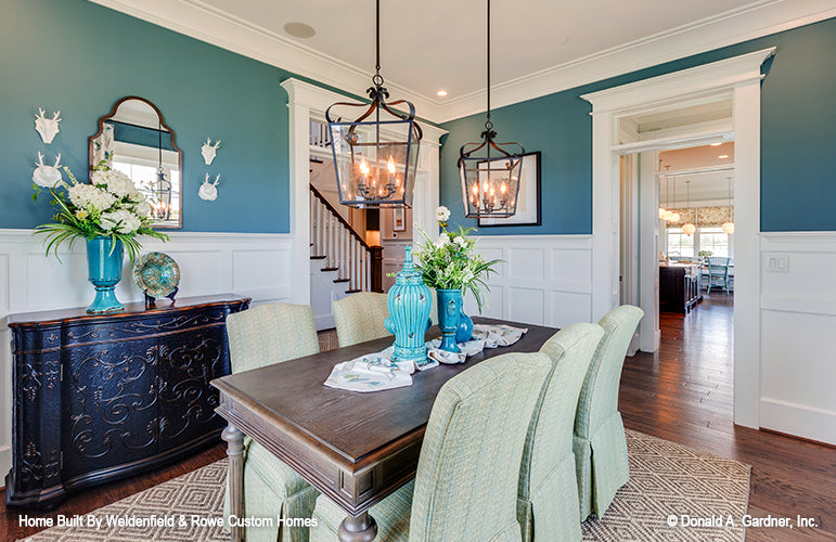 Wainscoting in the dining room. The Rangemoss plan 1211.