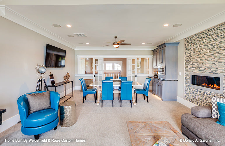 Recessed lighting in the rec room. The Rangemoss plan 1211.