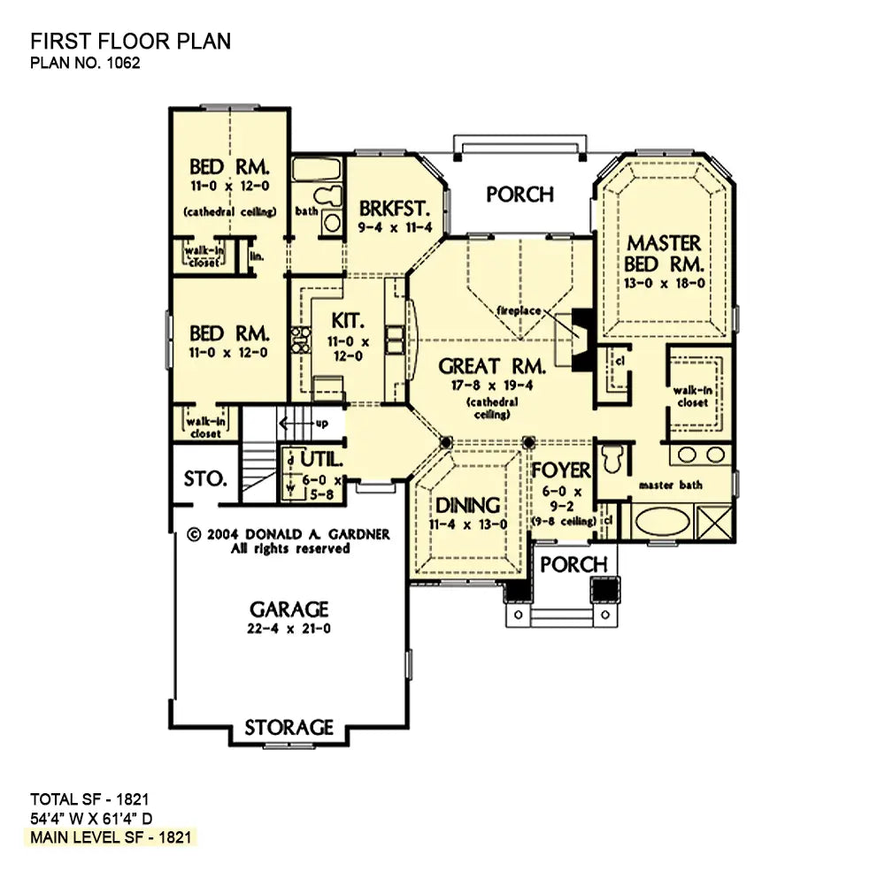 This is the first floor plan image for European house plan 1062 The Ravencroft