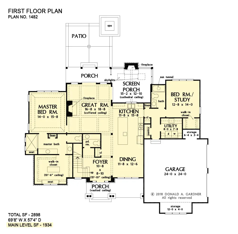 This is the first floor plan image for two story house plan 1482 The Renfrow