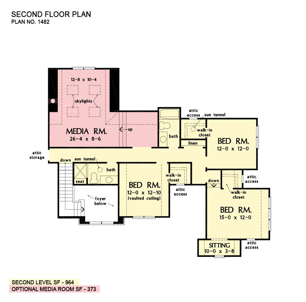 This is the second floor plan image for family house plan 1482 The Renfrow