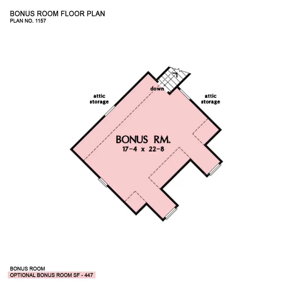 This is the bonus room floor plan image for craftsman house plan 1157 The Richelieu