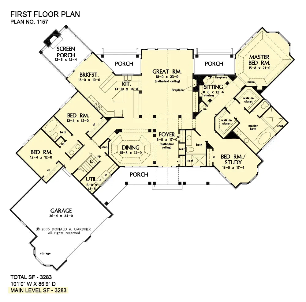 This is the first floor plan image for four bedroom house plan 1157 The Richelieu