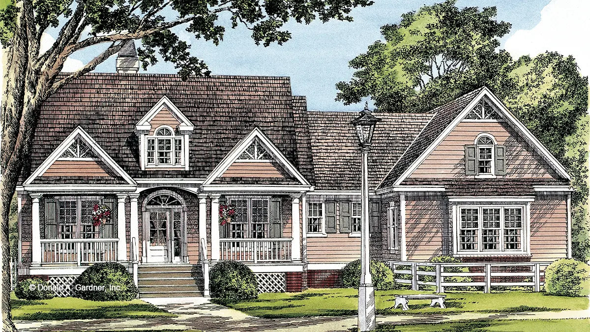 This is an illustration of the front of country house plan 999 The Richfield