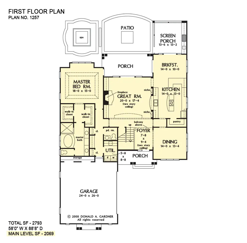 This is the first floor plan image for rustic house plan 1257 The Ridgewater