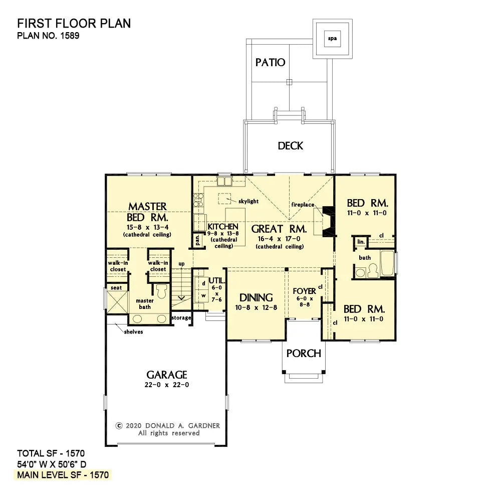 This is the first floor plan image for small house plan 1589 The Rilynn