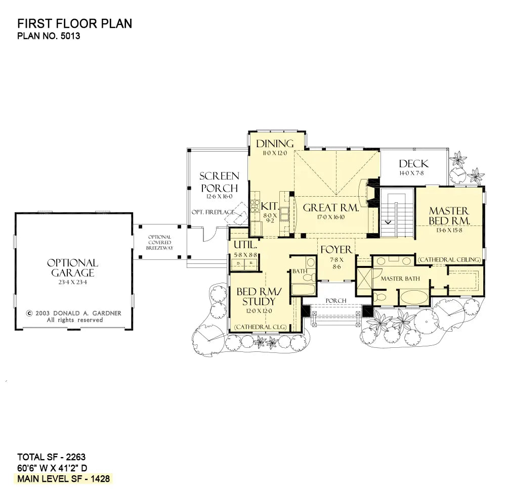 This is the first floor plan image for rustic house plan 5013 The Riva Ridge