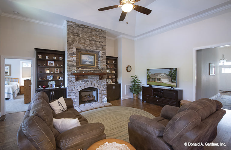 Picture of great room and fireplace of  Riverpointe house plan 1247 