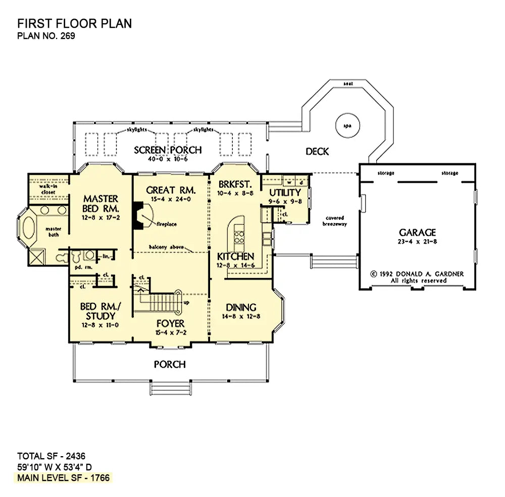 This is the first floor plan image for farmhouse house plan 269 The Riverside