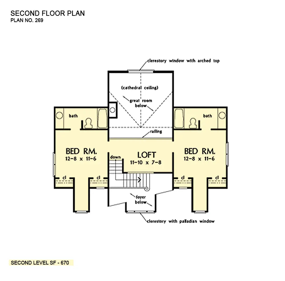 This is the second floor plan image for four bedroom house plan 269 The Riverside